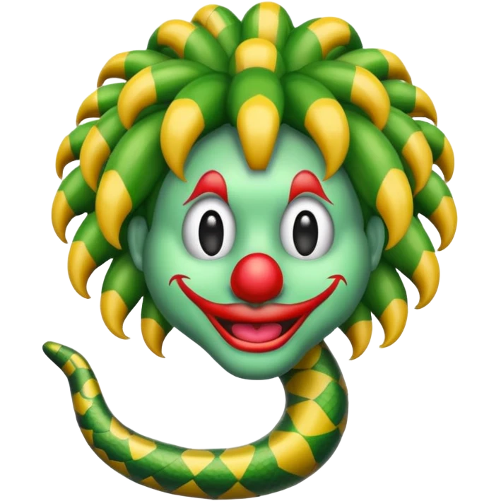Snake wearing a clown wig emoji