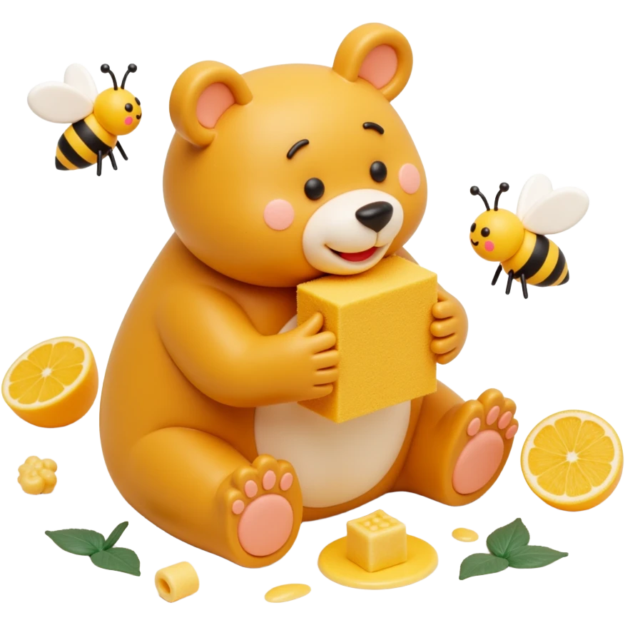bear eating honeycomb with bees flying around emoji