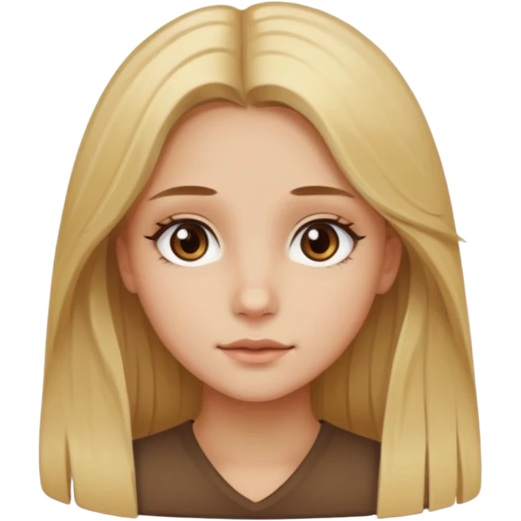 Chica de lentes ojos cafés, cabello largo rubio-castaño aesthetic  emoji