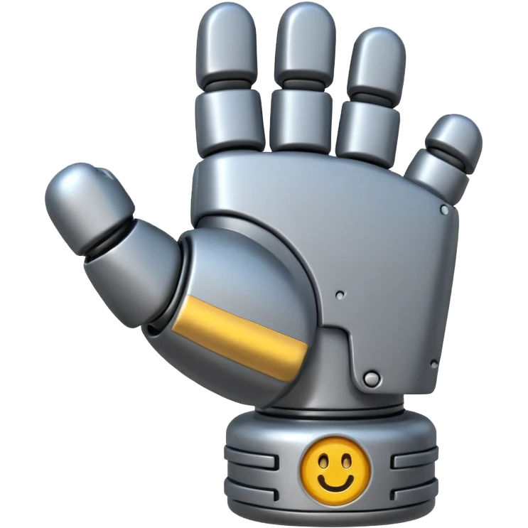 bulky robot fist, side angle, emoji style emoji