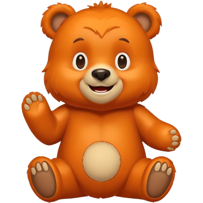 Create a orange friendly bear, make him look like from a kid cartoon and make him smile. Show his whole body emoji