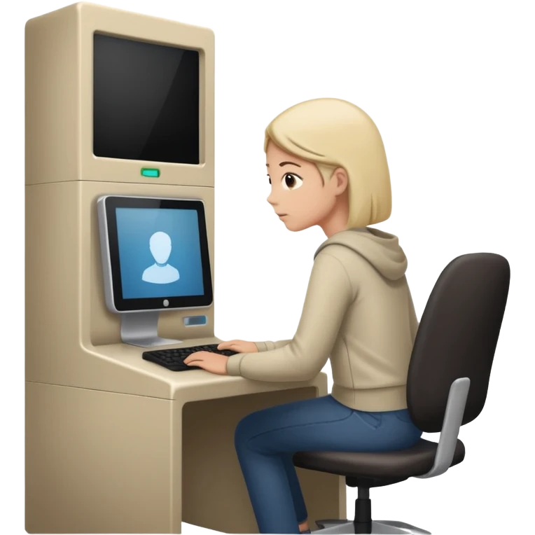 a person entering a computer room in an organized manner emoji