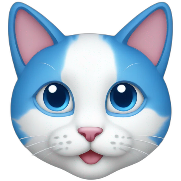 blue and white cat with heart emoji