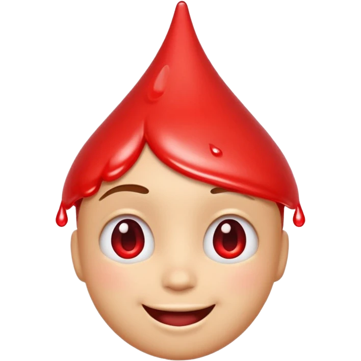 Emoji face with water drop on head but make water drop red emoji