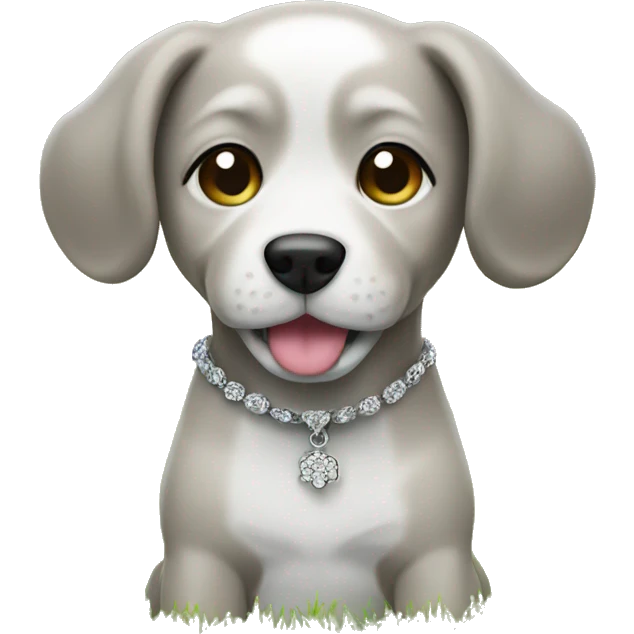 dog jewelry on grass no collar and darker hair emoji