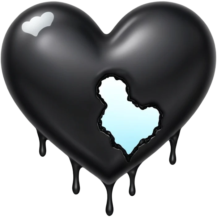black broken heart oozing black goo emoji