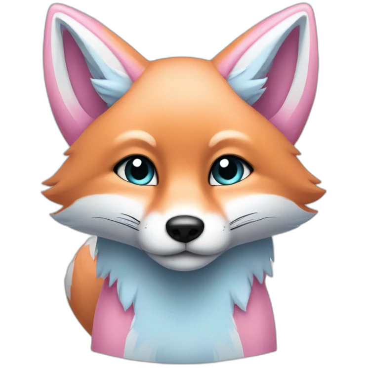 half light blue half pink fox emoji