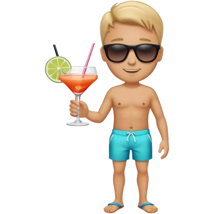 Male pool party with cocktails emoji