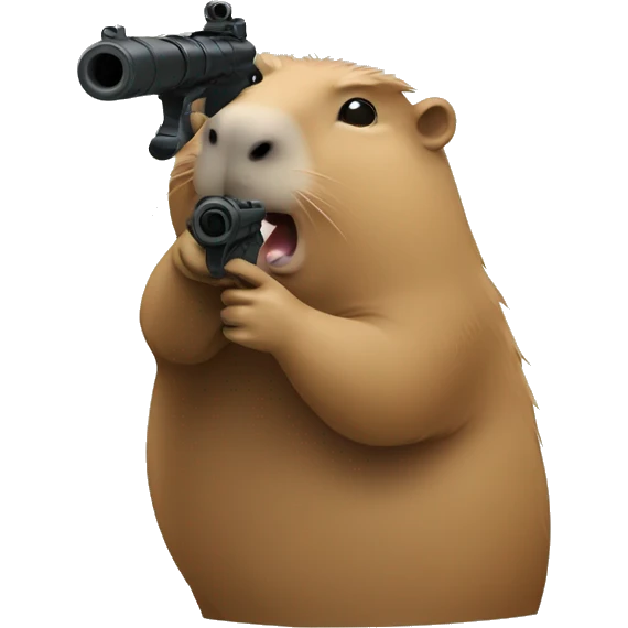 Capybara helpfully shooting emoji