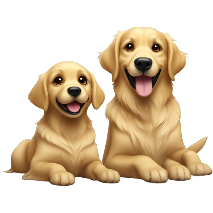 Golden retriever and black lab being friendly emoji