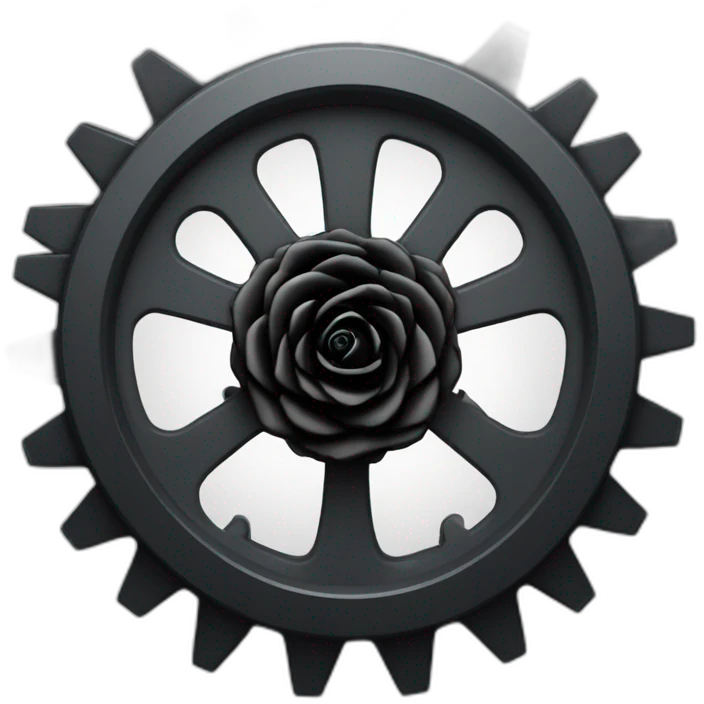 Black Rose inside mechanical gear emoji