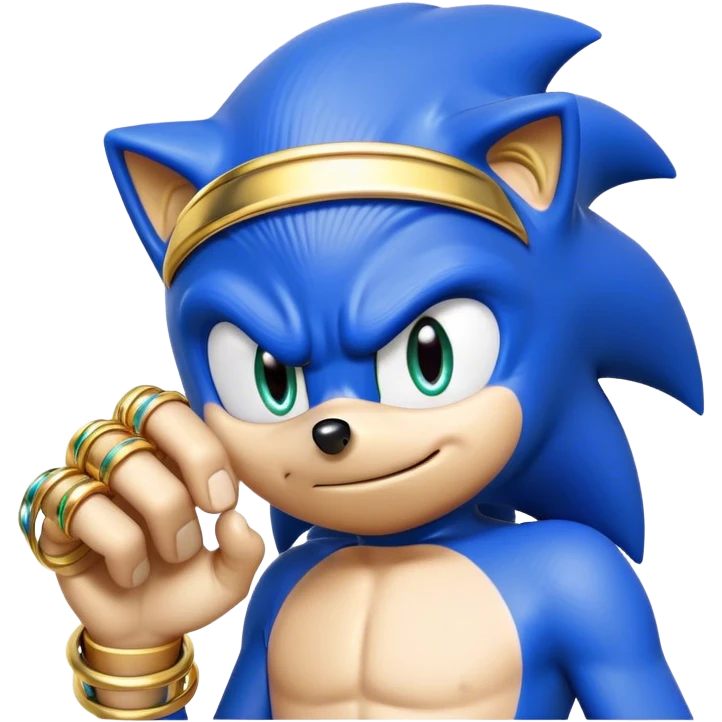 Sonic with different colour and hand full of gold rings  emoji