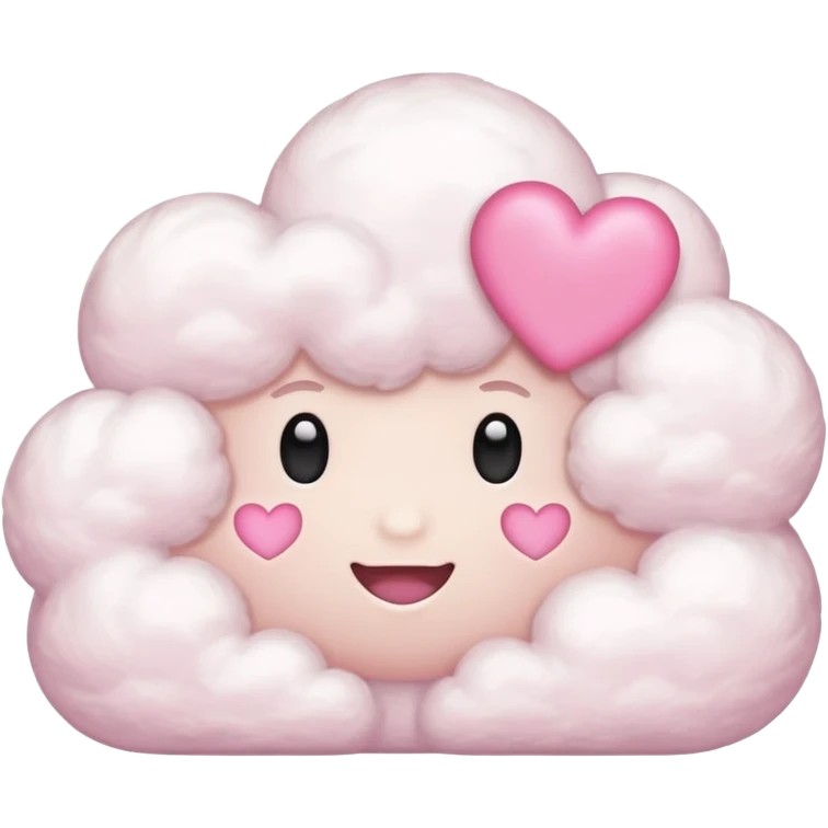 white thought cloud with a pink heart, soft style, pink palette, iPhone emoji style emoji