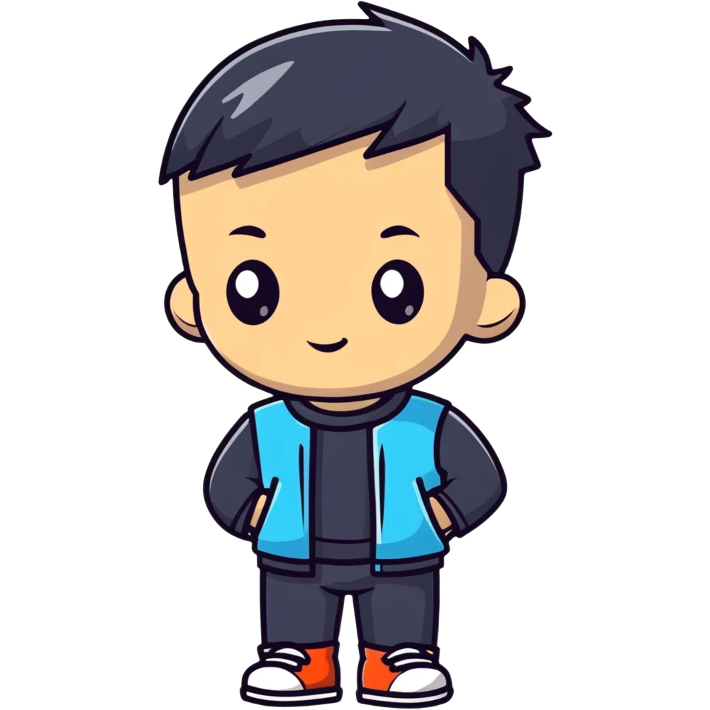 kid with half-shaved hairstyle and cool accessories emoji