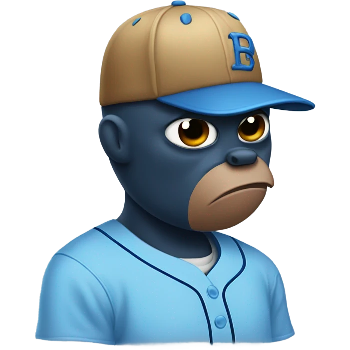 sad bat with light blue baseball cap emoji