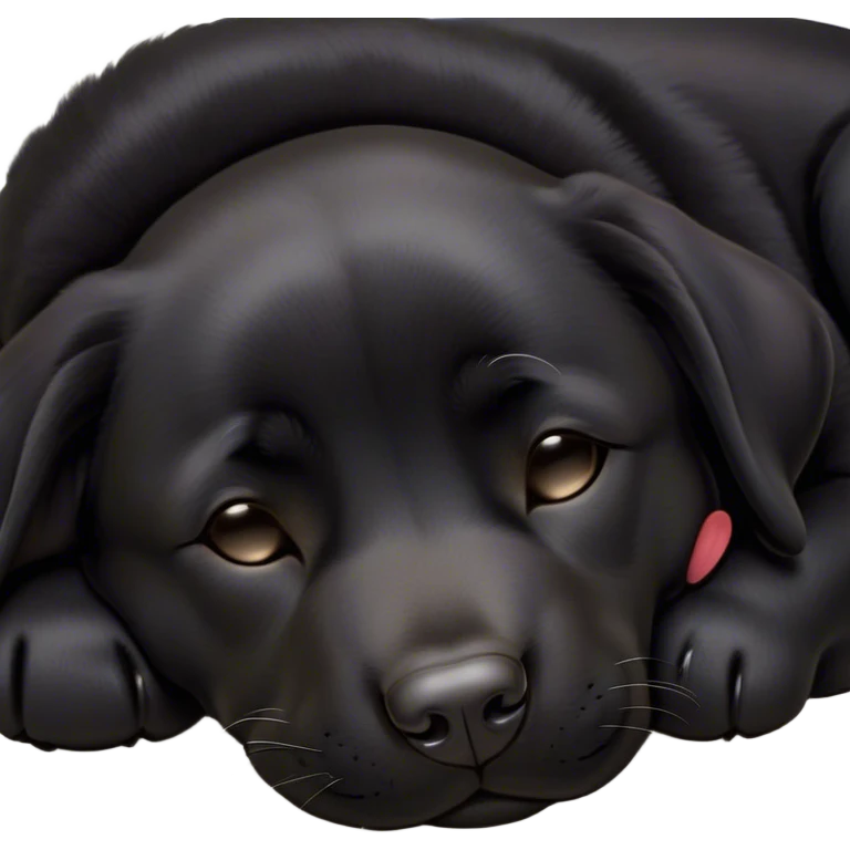 Meme-Worthy Cute Sleeping Black Labrador Portrait Emoji, Head resting peacefully with a contented smile, showcasing a delightfully robust build and a luxuriously soft black Fur, eyes shut in a serene nap, Simplified yet hilariously adorable features, highly detailed, glowing with a soft, drowsy light, high shine, relaxed and utterly lovable, stylized with an air of playful laziness, bright and heartwarming, soft glowing outline, capturing the essence of a comically sleepy companion, so meme-worthy it feels like it could instantly become the next viral sensation of adorable slumber! emoji