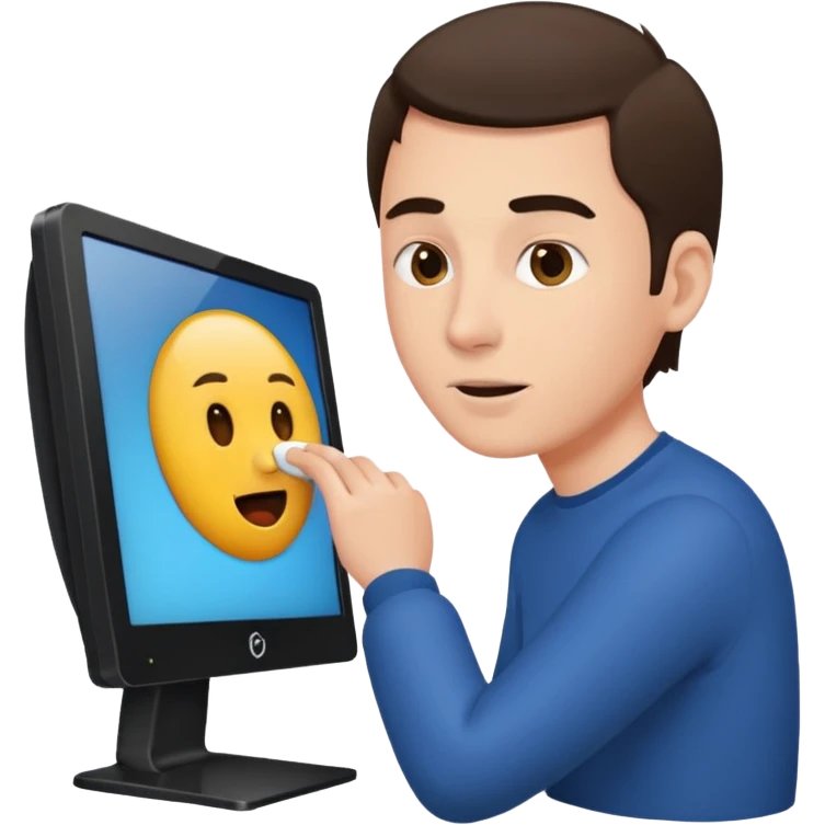 emoji of a man getting sucked into a desktop monitor emoji
