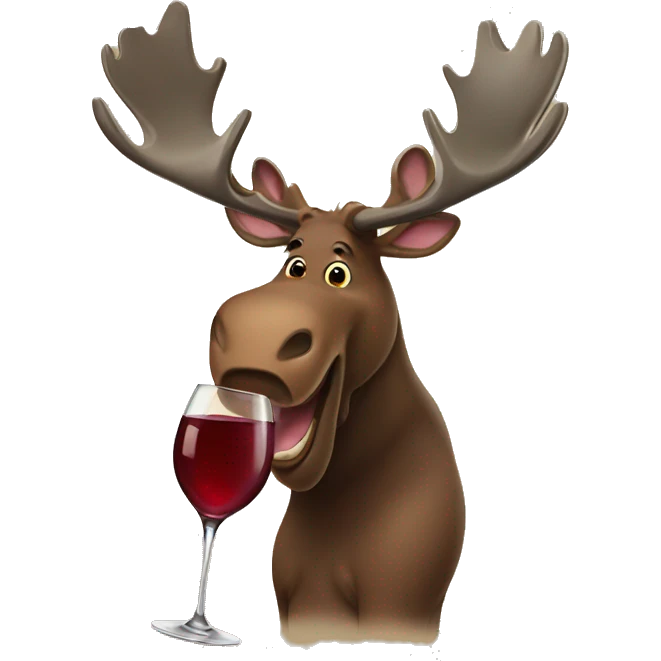 Moose holding wine glass emoji
