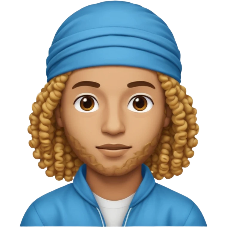 Emoji with Moroccan / Amazingh guy with curly hair, loooking like music artist Central Cee emoji