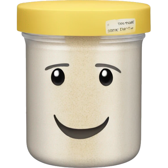 body scrub pot with label emoji