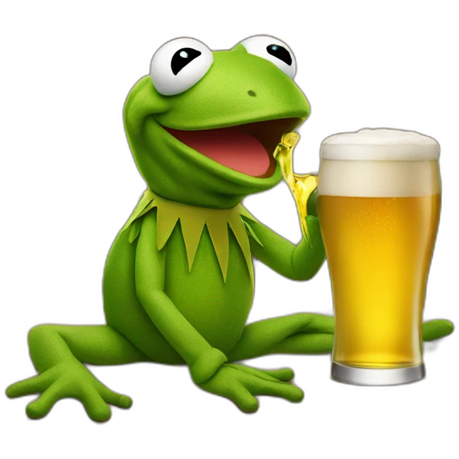 kermit frog drinking beer emoji