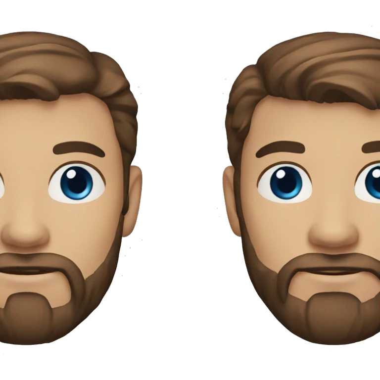 39 year old man brown hair blue eyes and a beard emoji