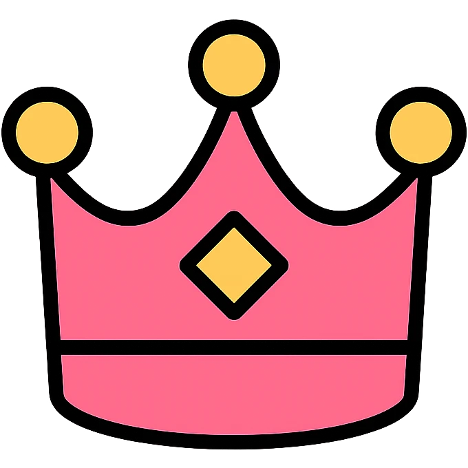 princess crown, pink, minimalist, modern design emoji