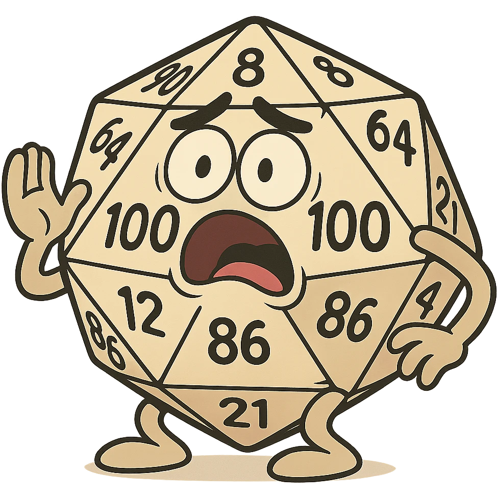 single hundred-sided die d100 in flat toon style emoji