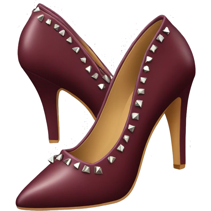 Realistic isolated pair of burgundy  pointed toe studded high heel shoes.  emoji