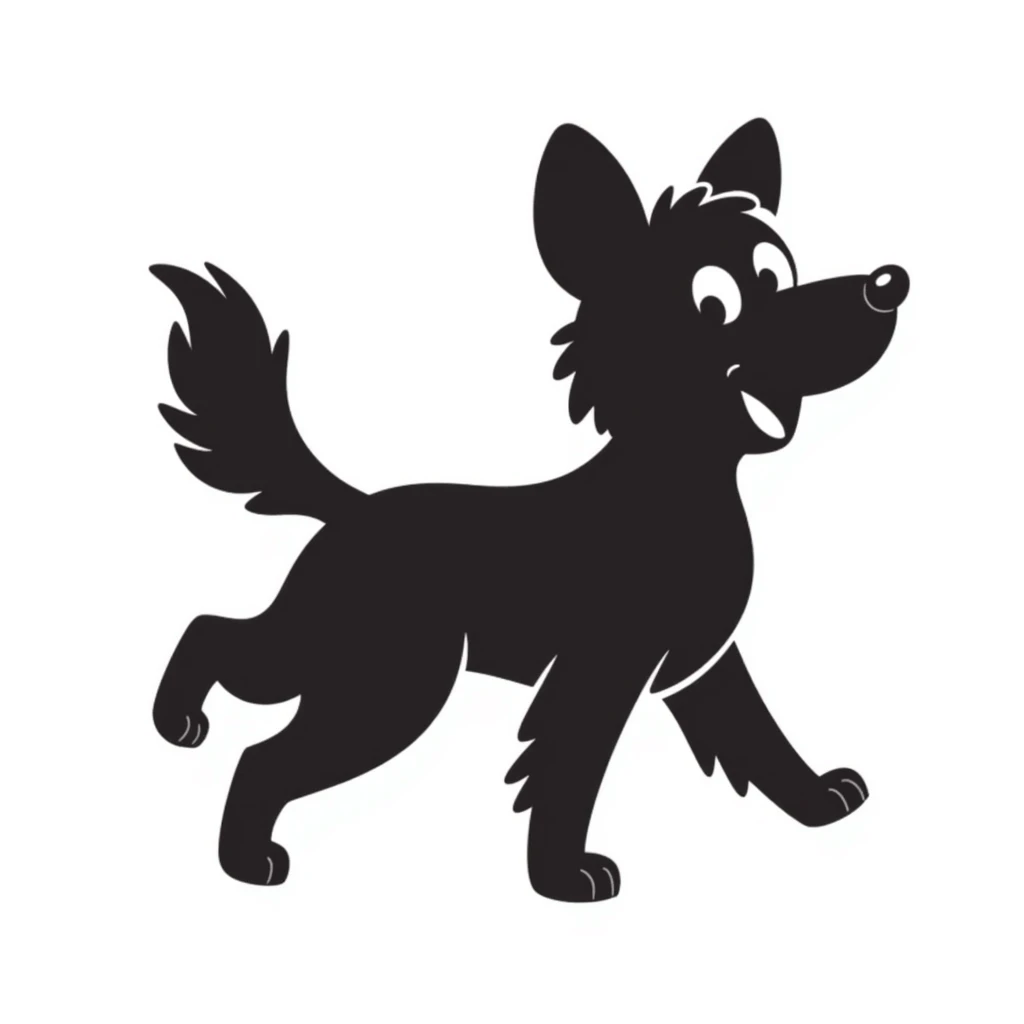 Cute black and white shepherd dog with playful pose emoji