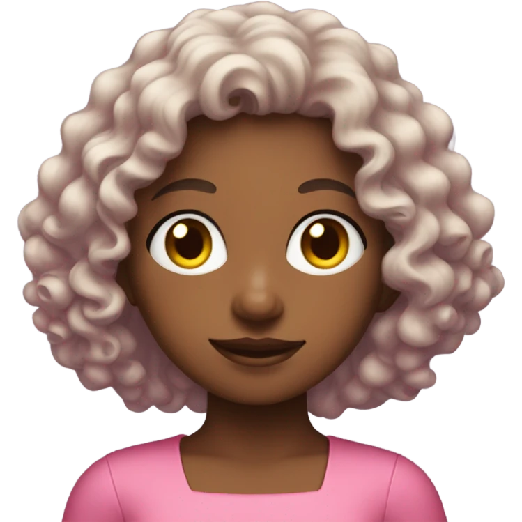 Curly hair girl with a pink dress  emoji