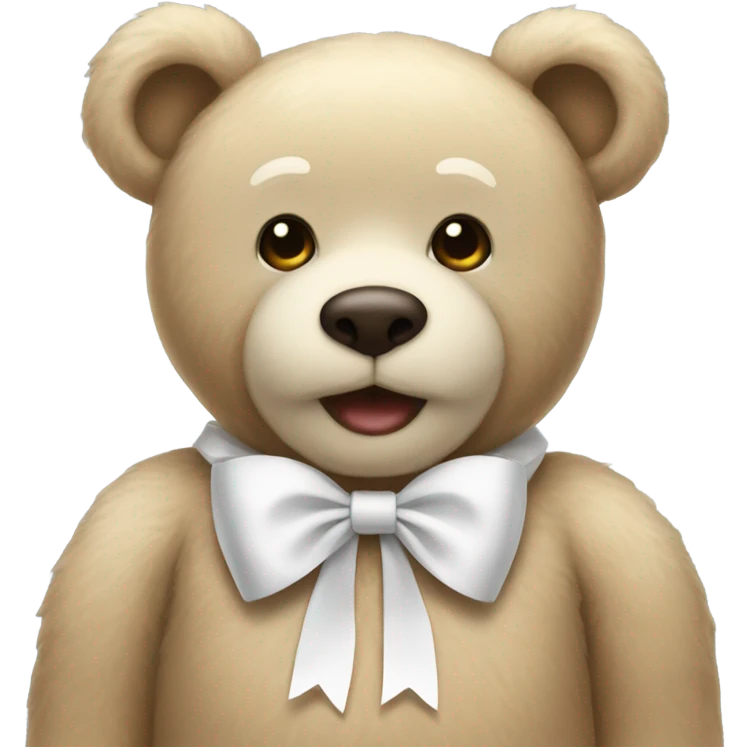 Light beige teddy bear with white bow on right ear emoji