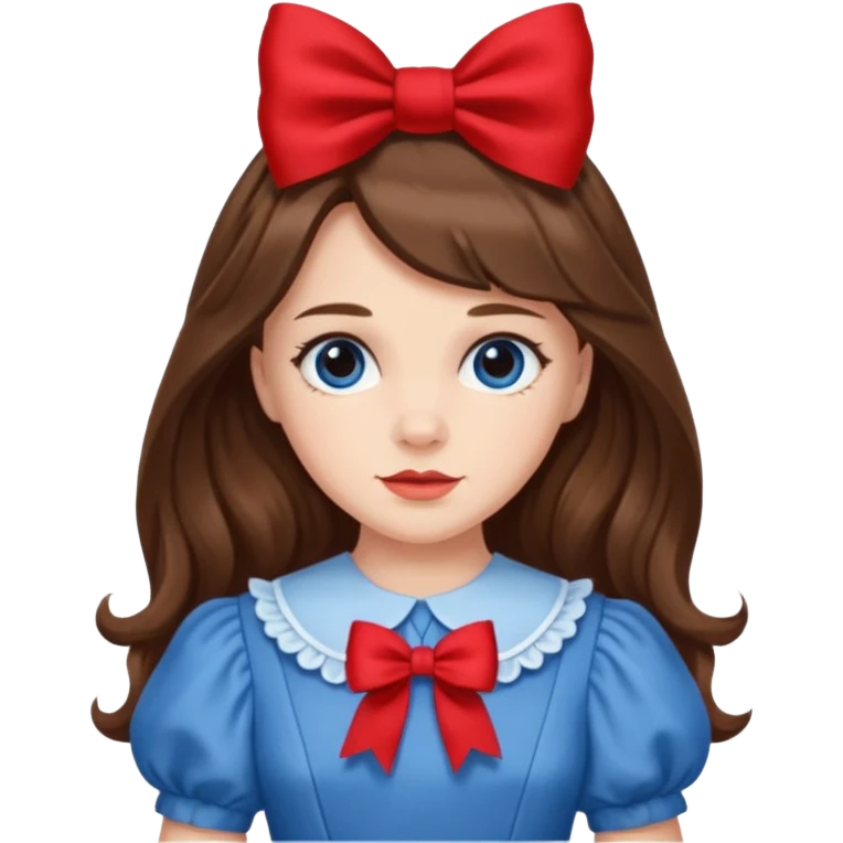 Dorothy Gale from the Wizard of Oz with long brown hair with red bow emoji