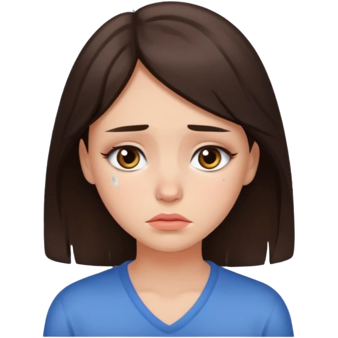 Pretty brunnete girl sad emoji