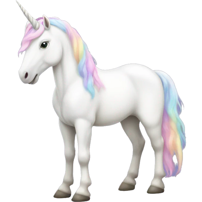 Fullbody White unicorn with pastel color mane  emoji
