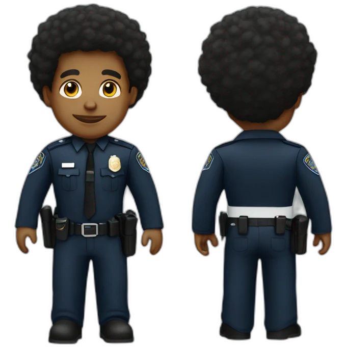 police man afro amerecian emoji