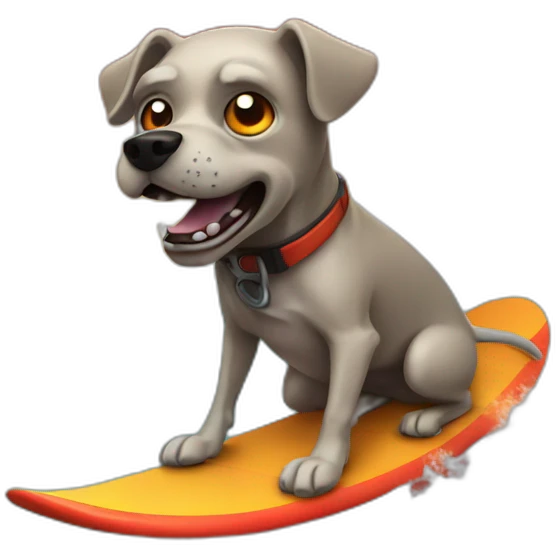 a zombie dog surfing on lava emoji