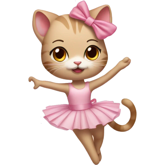 make a get cat ballerina thrilling with cute little pink ribbon on her head and with her beige mouse friend that is also wearing the same color  emoji