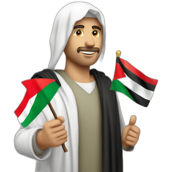 une homme avec le drapeau de la palestine dans les mains emoji
