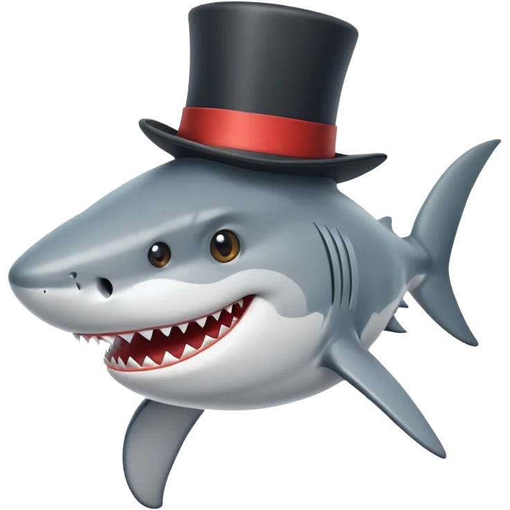 Shark with a top hat emoji