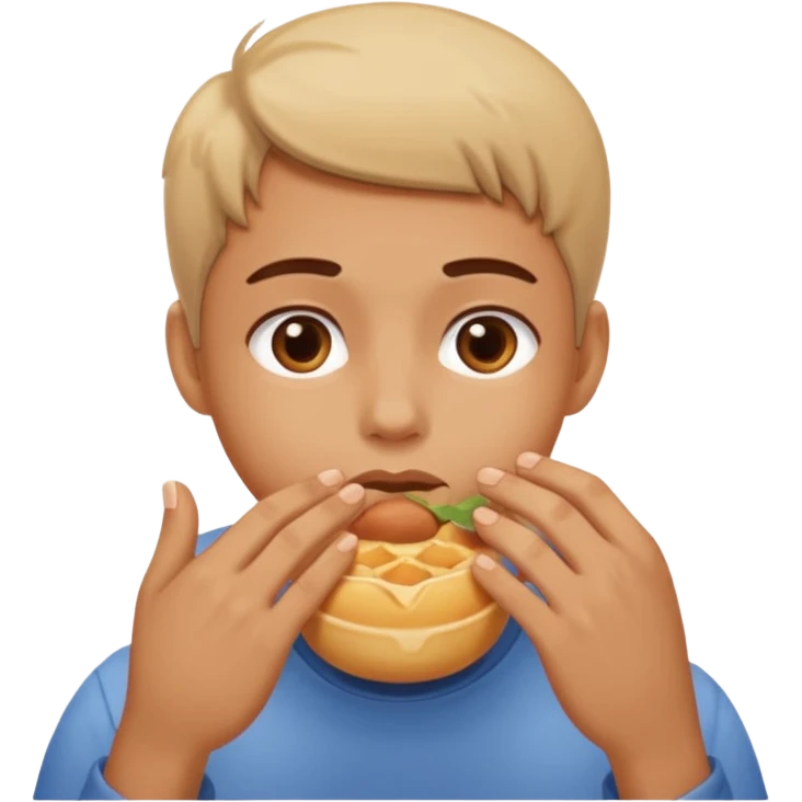 It's like push your cheeks gently pressed by fingers while you're eating. emoji