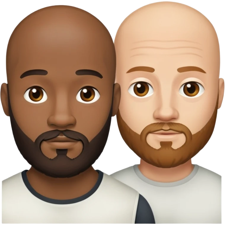 Two males, one African American the other Caucasian both have beards and both are bald  emoji