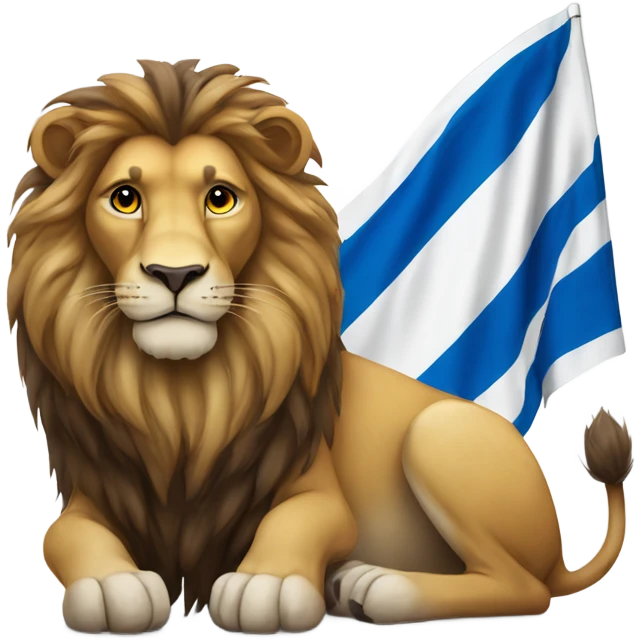 Lion next to the flag of Israel emoji