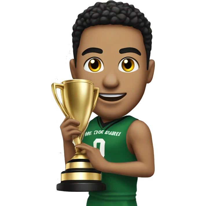 Jason Tatum with championship trophy saying we did it  emoji