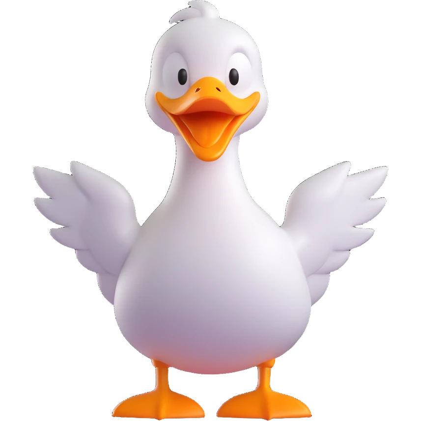A cartoon-style duck with its beak open, shouting “WAK!” in big comic-style letters. The duck looks expressive and loud, with motion lines to show the sound. White background, bold and fun emoji