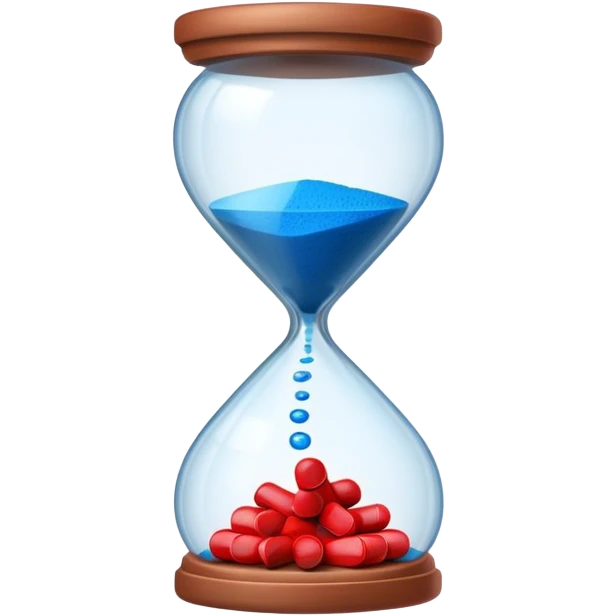 Sandglass with blue pills and red pills emoji