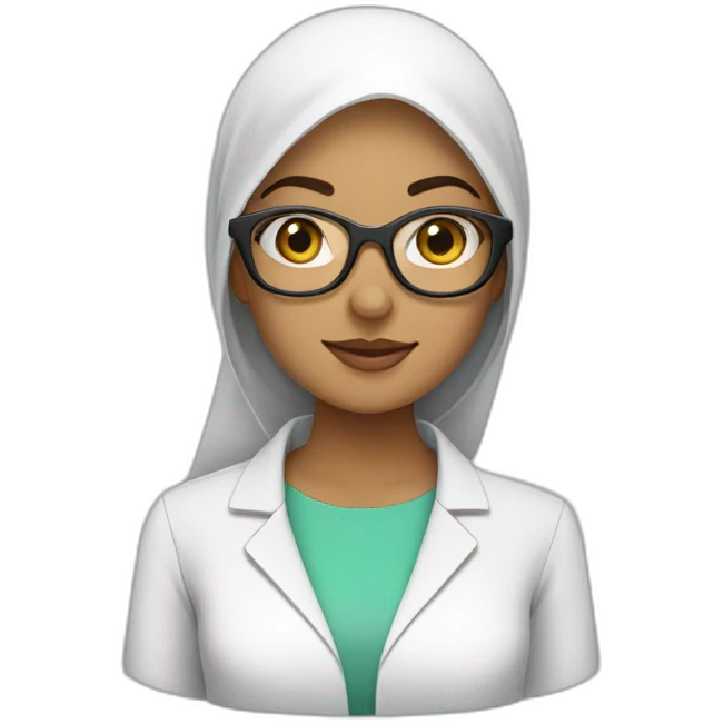 Hijab wearing Woman with lab coat and safety specs on  emoji