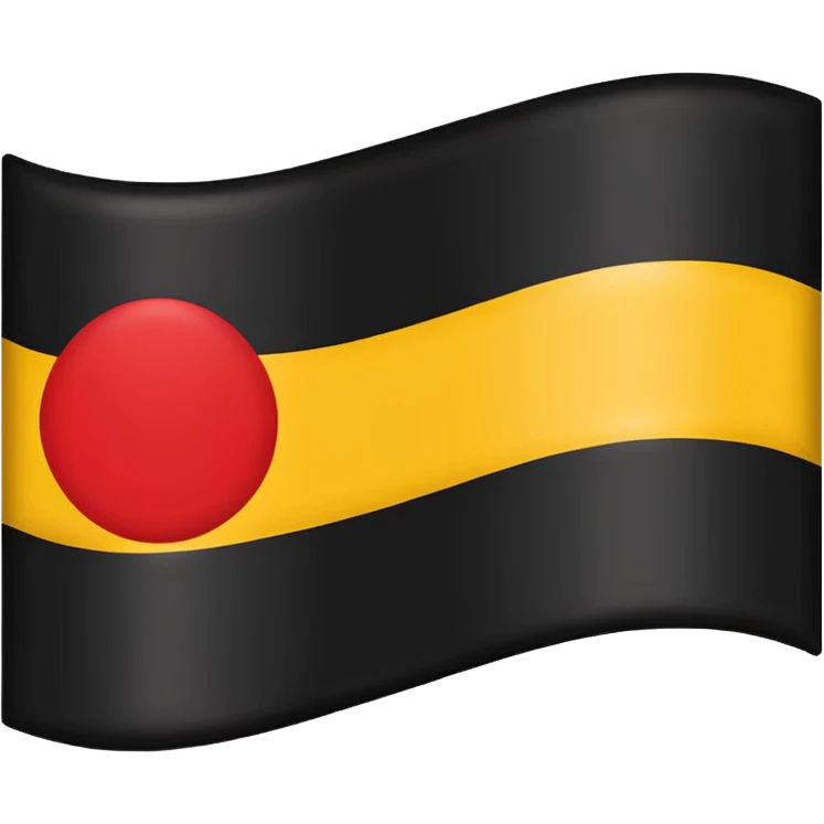 a rectangular flag split horizontally with the top half solid black and the bottom half solid red with a medium-sized yellow circle in the middle emoji