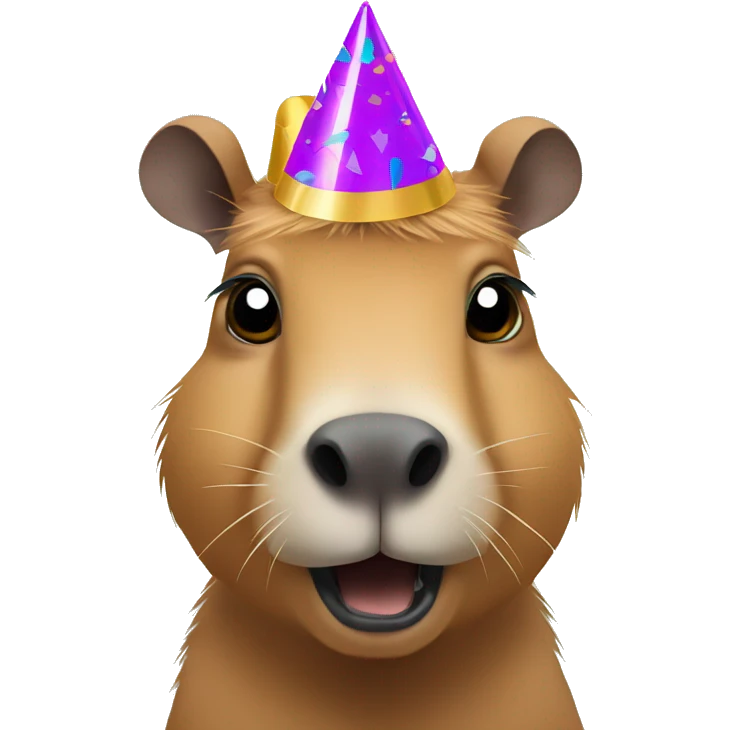 A capybara with party hat emoji