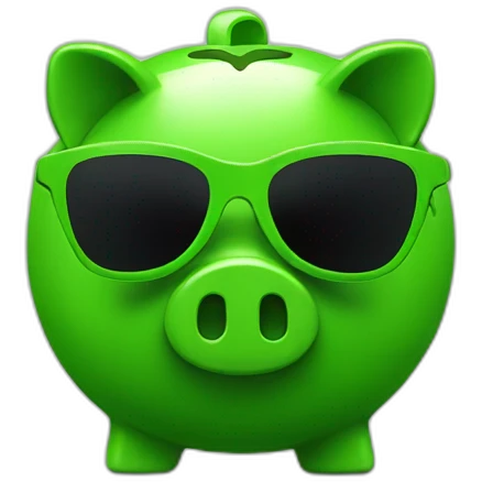 green piggybank with green sunglasses emoji